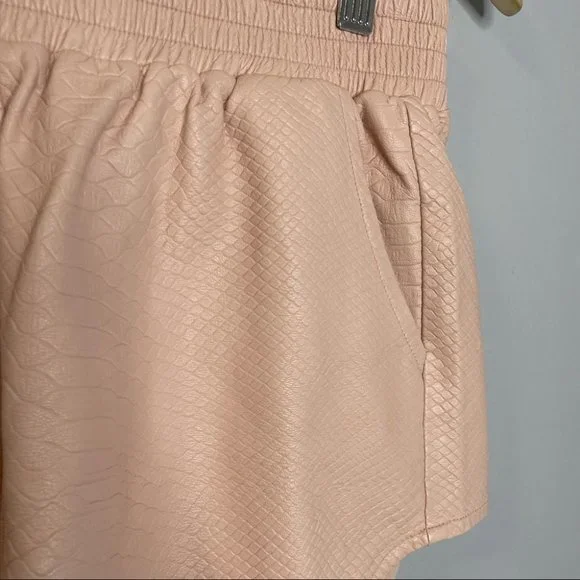 Lovers + Friends Vegan Croc Leather Soccer Shorts Pink Elastic Waist - Picture 4 of 10